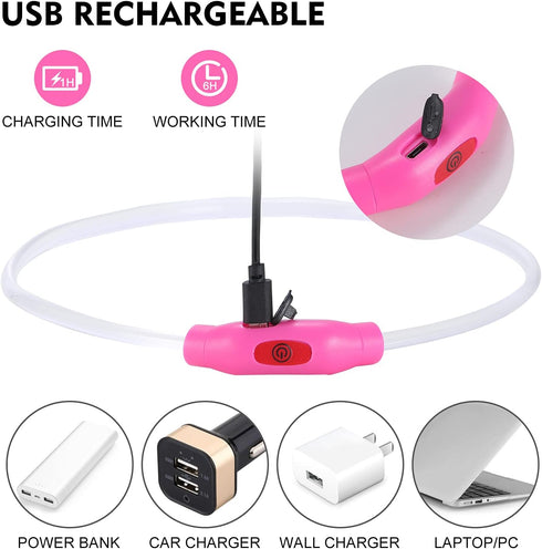 LED Dog Collar, Rechargeable Light Up Dog Collars,IP67 Waterproof Dog Lights for Night Walking?Adjustable, Reusable Safety Necklace for Small Medi...