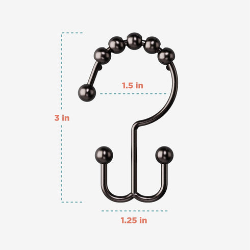 Zenna Home Metal Double Glide Shower Rings, Oil Rubbed Bronze – Set of 12 Heavy Duty, Rust-Resistant Shower Rings with Smooth Glide for Shower Cur...