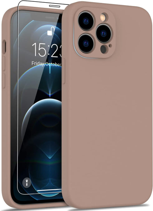 DEENAKIN Compatible with iPhone 12 Pro Case with Screen Protector,Enhance Camera Protection,Soft Silicone Gel Rubber Bumper Cover,Slim Fit Protect...