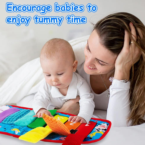 Tummy Time/Baby Mirror Toys, Black and White High Contrast Tabletop Mount Baby Newborn Toys 0 3 6 Months Brain Development, Sensory Texture Piano ...