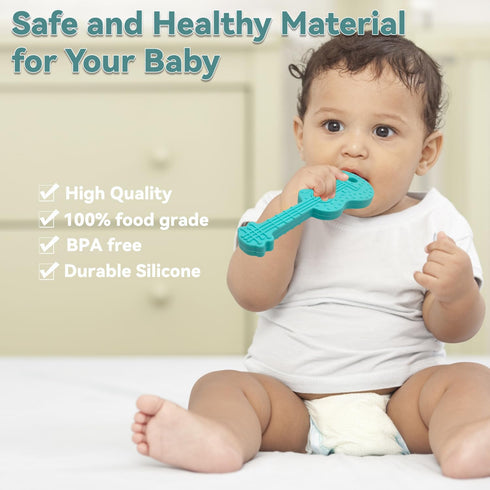 Baby Teething Toys?5 Pack Baby Teether Toys?BPA-free?Teether Chew Toy Set?Soft Textures?Musical Instrument Shape Silicone Toddler Teething Toys fo...