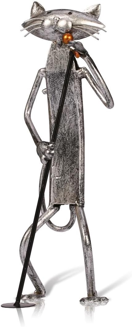 Tooarts Music Cat Metal Sculpture Iron Statue Handwork Handicrafts, 3 Funny Design...