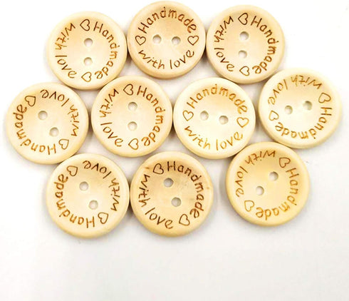50Pcs Buttons Round 2 Holes Handmade with Love Letter Wooden Button DIY Sewing Decor Sewing Notions and Supplies - 15mm, Sewing Buttons...