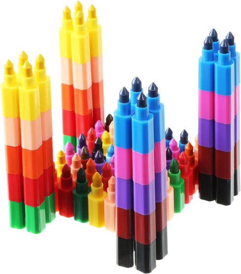 Leinuosen Stacking Crayons Stackable Buildable Crayons Colorful Crayon for School Office Supplies, 12 Colors (24 Pieces)...