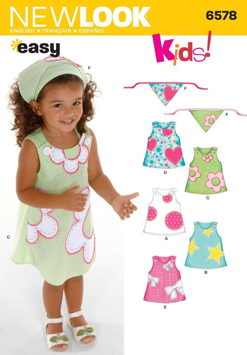 New Look Sewing Pattern 6578 Toddler Dresses, Size A (1/2-1-2-3-4)...