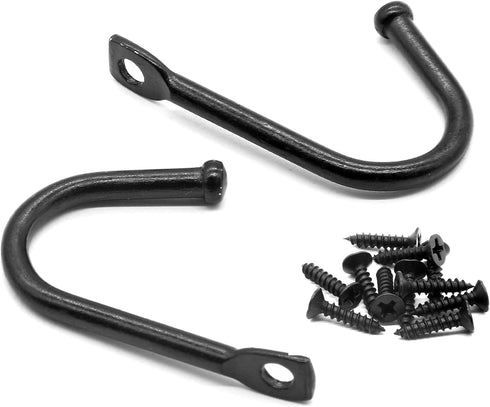 Metal J Shaped Iron Hooks, 1.4 Inch Wall Mounted Single Hooks, Simple Hanger Hook for Coats, Bags and Key, Black (10Pcs)...