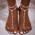 Boho Beaded Foot Chain 2PCS Pearl Anklet Chain Beach Layered Toe Ring Foot Chain for Women...