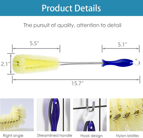 Long Bottle Brush Cleaner -16" Bottle Cleaning Brush Flexional Water Bottle Cleaner Washer Tool for Water Bottles,Cup,Tumblers or Wine Stemware...