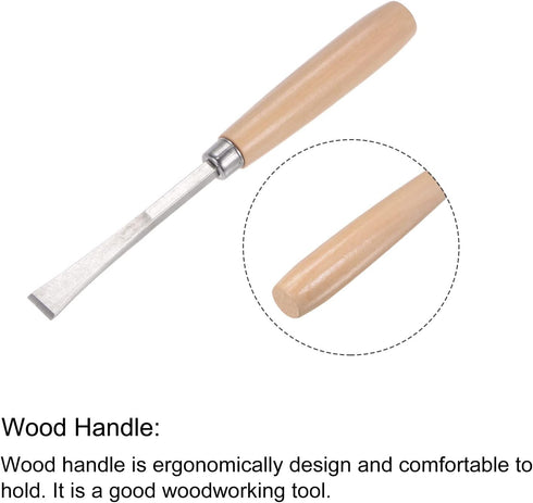 uxcell Wood Chisels Carving Knife, 10mm Chrome Plated 45# Carbon Steel Flat Tip Woodworking Hand Tool Graver 165mm (6.5-Inch) Length...