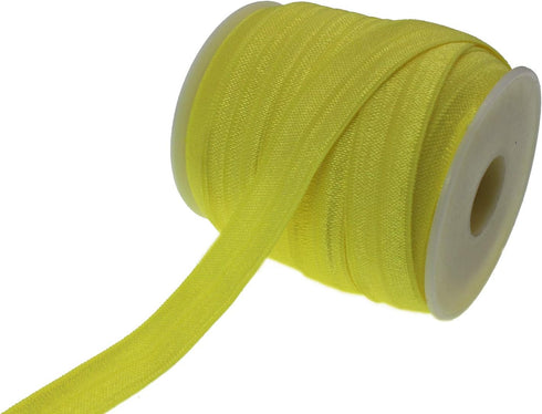 PAMIR TONG 25 Yards 5/8'' Fold Over Elastic FOE Headband Baby Hairbow Soft Foldover Elastic Binding Webbing Tape Craft Sewing (Yellow)...