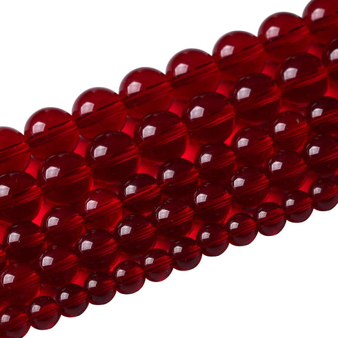 Smooth Garnet Red Glass Crystal Round Loose BeadsFor Jewelry Making DIY Bracelet Necklace Accessories 6mm 68pcs 15" Strand(Garnet Red Glass, 6mm)...