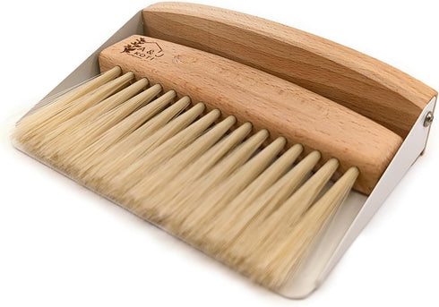 A&J Koti Table Crumb Sweeper - Small Mini Metal Dustpan and Hand Brush Combo Set - Wood Crumber for Servers, Restaurants, Home and Kitchen - Crumb...