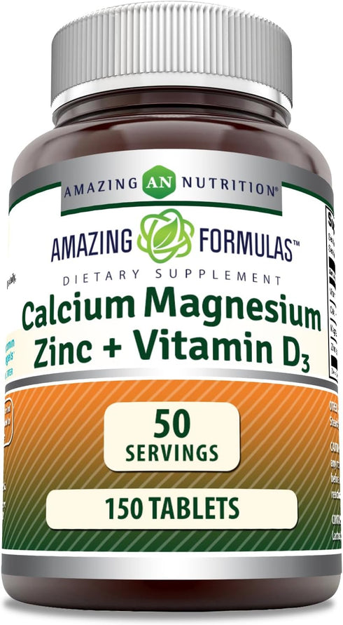 Amazing Formulas Calcium Magnesium Zinc + D3 Supplement | 150 Tablets | Non-GMO | Gluten-Free | Made in USA...