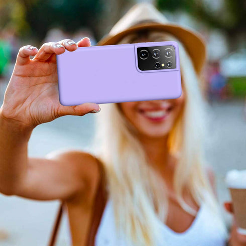ZUSLAB Nano Silicone Compatible with Samsung Galaxy S21 Ultra 5G Case Liquid Silicone Rubber Shockproof Soft Full Protection Case - Purple...