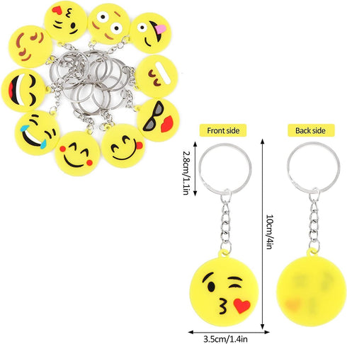 64 Pack Mini Emoticon Keychain Plush(16 expressions), Cute Keychain, Party Favors for Kids, Keychains, Valentine's Day Gifts/ Birthday Party Suppl...