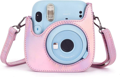 Phetium Instant Camera Case Compatible with Instax Mini 11/12,PU Leather Bag with Pocket and Adjustable Shoulder Strap (Magic Pink)...