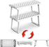 ums Kitchen Cabinet Shelf Organizers - White Plastic Stackable Freezer Rack, Usable Storage Rack for Your Spice, Refrigerator, Pantry (12 X 5.5 in...