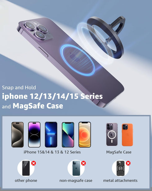 SUPERONE for MagSafe Phone Grip, Adjustable Magnetic Phone Ring Holder Removable Finger Phone Ring Kickstand Compatible with MagSafe Accessories O...