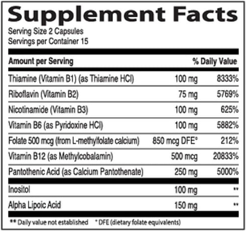 Neurobion Gluco B con Acido Alfa Lipoico Dietary Supplement B Complex with Alpha Lipoic Acid, Complejo B 30 Capsule...