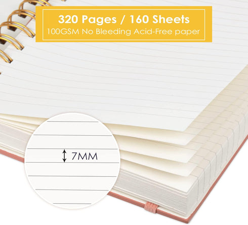 Hardcover Spiral Notebook, College Ruled Notebook Journal with 320 Pages, 8.5''×11'' Lined Journaling for Women Men, A4 Leather Writing Journals f...