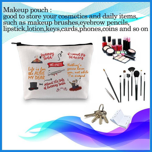 PXTIDY Sweeney Todd Musical Makeup Bag Broadway Musical Gift Makeup Bag Theatre Bag Sondheim Fans Gift Demon Barber Gift...