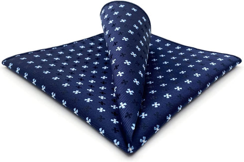 SHLAX&WING Floral Blue Mens Pocket Square Silk Handkerchief Handmade...