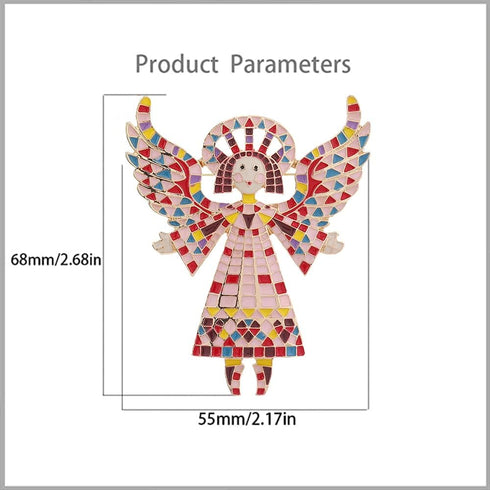 Vintage Colourful Angel Brooch Pin for Women Geometric Golden Enamel Cartoon Wing Lapel Pins Cute Dress Accessories Birthday Christmas Wedding Jew...