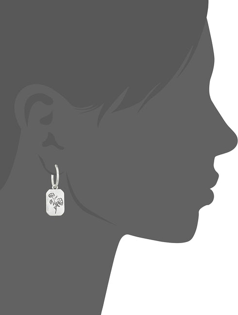 Lucky Brand Silver-Tone Flower Rectangle Charm Hoop Earrings...