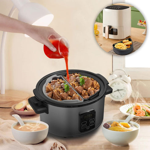 Slow Cooker Liners?Cook Two Things at Once and Easy Clean?Crock Pot Divider?Suitable for 6-8QT Crock?Silicone Crock Pot Liners Oval (2)...