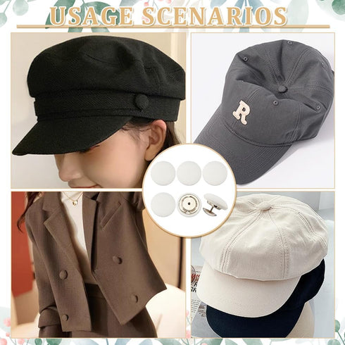 BENECREAT 32 Sets 0.67Inch Baseball Cap Button Top Replacement Hats Buttons, White Cloth Covered Hat Button for Hat Replacement Repair Jeans Blous...