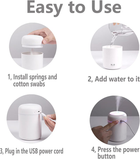 Colorful Cool Mini Humidifier, Essential Oil Diffuser, Aroma Essential USB Personal Desktop Humidifier for Car, Office Room, Bedroom etc,2 Adjusta...