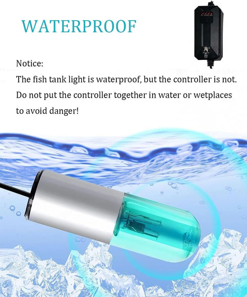 Aquarium Blue Light, 3W Submersible Aquarium Light, Fish Tank Light with Timer, Submersible Waterproof Lamp for Filter Tank Sump Swim Pool...