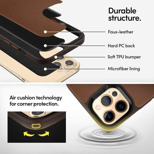 CYRILL Leather Brick Designed for iPhone 12 Pro Max Case (2020) - Saddle Brown...