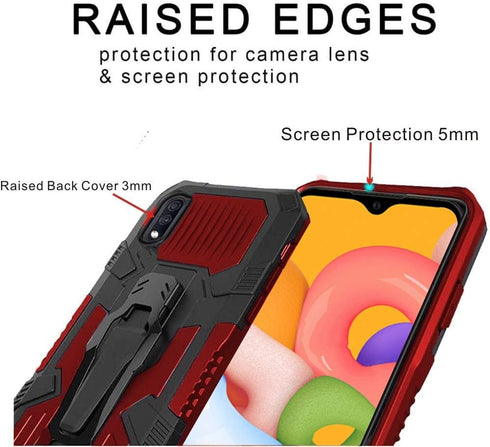 Folmeikat Compatible with Samsung Galaxy A01 Case, (NOT for Samsung A01 Core 5.3"), with HD Screen Protector Military Grade Protective with Belt C...