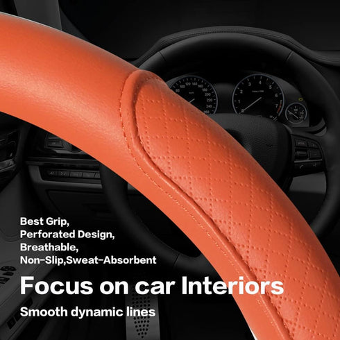 VARGTR Steering Wheel Cover, Microfiber Leather Steering Wheel Cover with Classic Embossing,Anti-Slip Breathable Auto Car Steering Wheel Cover Fit...