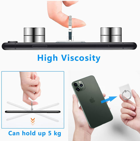 Cell Phone Ring Holder Stand 5 Pack, Transparent Phone Ring Holder Finger Kickstand 360° Degree Rotation Clear Phone Ring Grip Compatible iPhone C...