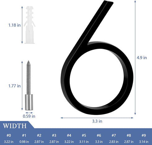 SEISSO 844713 5-Inch House Numbers for Outside, Modern Floating Metal Door Numbers Address Sign Decor for 911 Visibility Signage with Nail Kits, B...