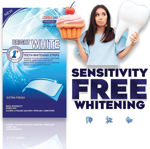 Lovely Smile Premium Line 50 Teeth Whitening Strips for 25 Applications - White Teeth in 1 Hour - Enamel Safe - No Slip and No Sensitivity - Denta...