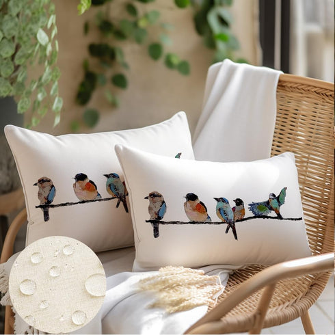 RABUSOFA Outdoor Pillow Covers Waterproof 12x20,Outdoor Bird Lumbar Throw Pillow Cases Small Decorative Pillows for Couch Patio Furniture Polyeste...