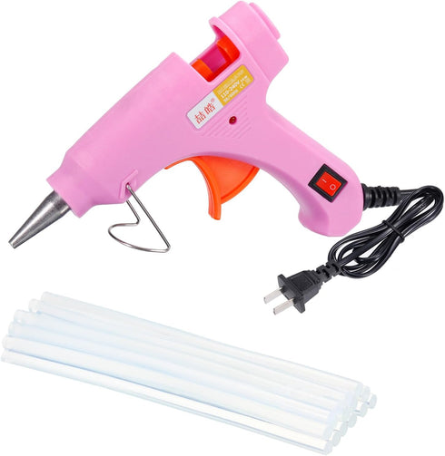 MECCANIXITY Mini Hot Glue Gun Kit with 30pcs Clear Hot Melt Glue Sticks 0.28" x 8"(7mm x 200mm) for Crafts DIY Arts Quick Repair, 20W Pink...