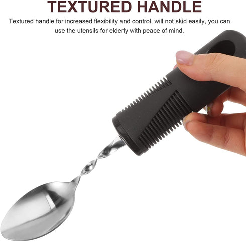 3pcs Bendable Cutlery Tableware for Elderly Weighted Utensil Angled Cutlery Adaptive Silverwares Adaptive Utensils for Eating Aid Built up Fork Ru...