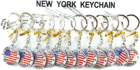 12 Pack US United States Keychain NYC Metal Key Ring Star Stripe US Flag Souvenir Patriotic Gift...