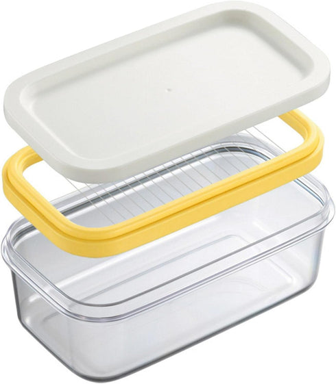 Butter Dish with Lid, Plastic Rectangle Butter Keeper with Cutter for Easy Cutting and Storage, Butter Container Butter Box Case for Countertop or...