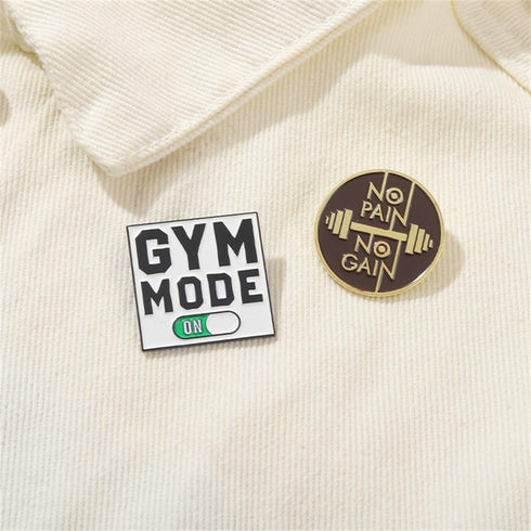 Motivational Enamel Lapel Pin Gym Mode Quotes Words Pin Inspirational Pin Sports No Pain No Gain Positive Saying Brooch for Clothing Bags Denim La...