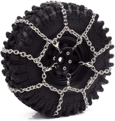 2Pcs Metal Snow Anti-Slip Tires Metal Steel Chain For 1/10 RC Rock CrawlerTRX-4 TRX4 Axial SCX10 90046...