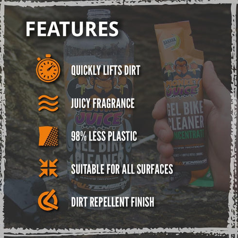 Tru-Tension | Monkey Juice Gel Bike Cleaner | Perfect For Road Riding, Off-Road, Commuting & Touring | Motorcycle Tools & Accessories | 100ml Conc...