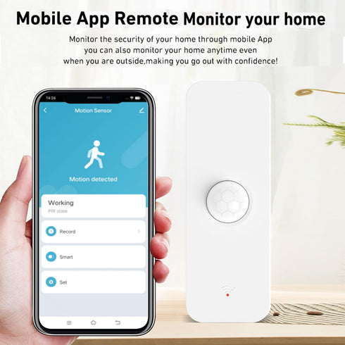 Smart PIR Motion Sensor: WiFi Motion Detector with App Notification Alerts, Wireless Contact Sensor for Home Security and Smart Home Automation, N...