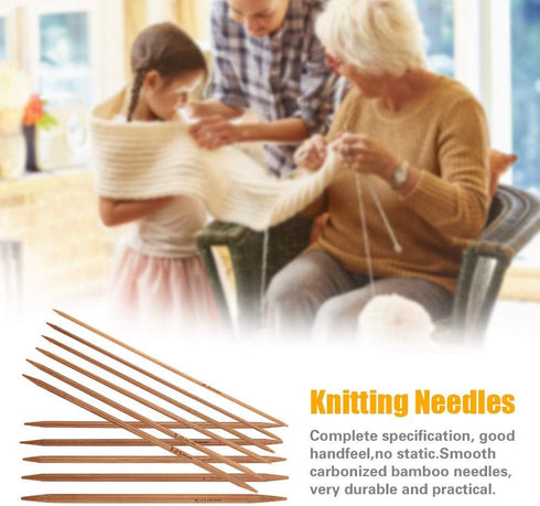 55pcs/Set Knitting Needles Kit Carbonized Bamboo Double Pointed Needles Set in 11 Sizes 13cm/5.1in (2.0mm-5.0mm)...