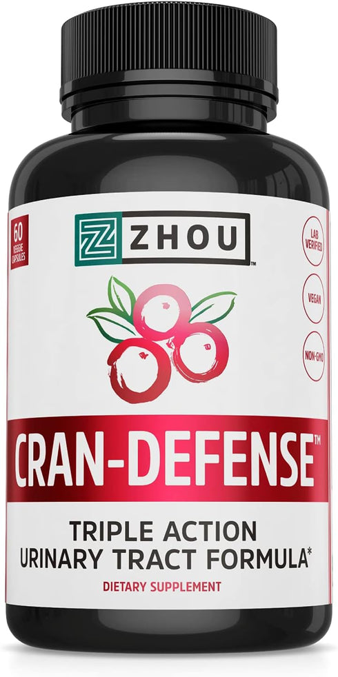 Zhou Nutrition Cran Defense, Cranberry Concentrate Urinary Tract Formula, Flush Out Impurities and Healthy Bladder Support, 3 in 1 Formula - Cranb...