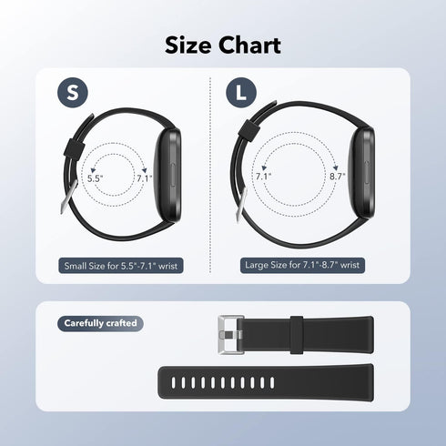 2 Pack Waterproof Bands Compatible with Fitbit Versa 2 Bands for Women Men, Classic Soft Sports Replacement Wristbands for Fitbit Versa 2/Versa Li...